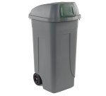Bidone mobile Push - con coperchio - 49x54x95 cm - 100 L - grigio/verde - Mobil Plastic