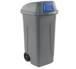 Bidone mobile Push - con coperchio - 49x54x95 cm - 100 L - grigio/blu - Mobil Plastic