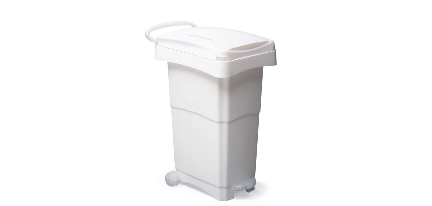 Bidone mobile a pedale - 40x65x81 cm - 80 L - PPL - bianco - Mobil Plastic