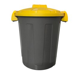 Contenitore portarifiuti Dusty - diametro 36 cm - altezza 45 cm - 25 L - coperchio giallo - Mobil Plastic