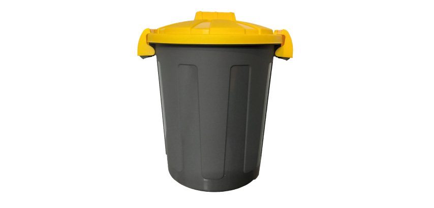 Contenitore portarifiuti Dusty - diametro 36 cm - altezza 45 cm - 25 L - coperchio giallo - Mobil Plastic