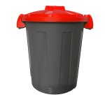 Contenitore portarifiuti Dusty - diametro 36 cm - altezza 45 cm - 25 L - coperchio rosso - nero - Mobil Plastic