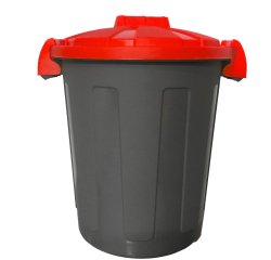 Contenitore portarifiuti Dusty - diametro 36 cm - altezza 45 cm - 25 L - coperchio rosso - nero - Mobil Plastic