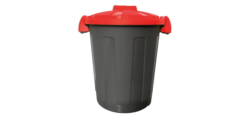 Contenitore portarifiuti Dusty - diametro 36 cm - altezza 45 cm - 25 L - coperchio rosso - nero - Mobil Plastic
