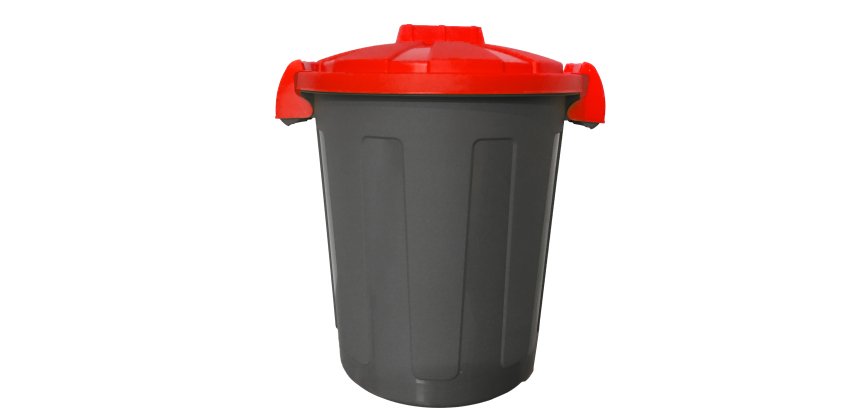Contenitore portarifiuti Dusty - diametro 36 cm - altezza 45 cm - 25 L - coperchio rosso - nero - Mobil Plastic
