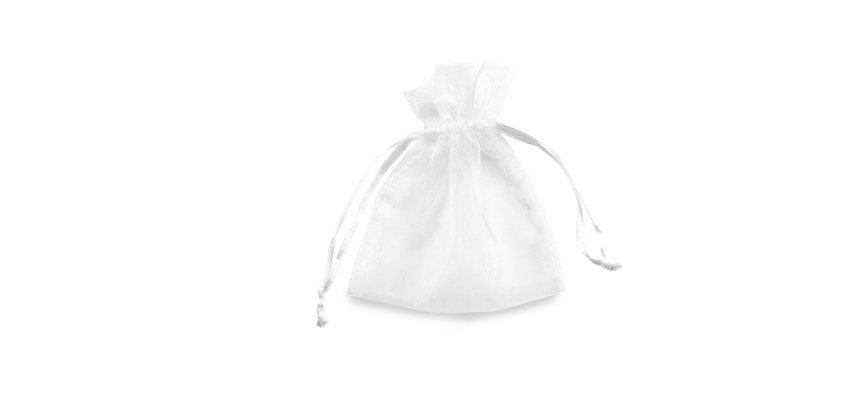 Sacchetti bomboniera Milly - 8,5 x 10 cm - organza - bianco - PNP - conf. 20 pezzi