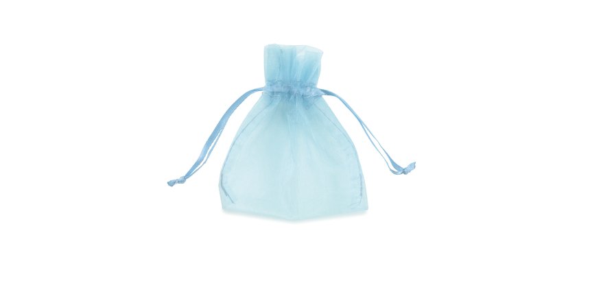 Sacchetti bomboniera Milly - 8,5 x 10 cm - organza - celeste - PNP - conf. 20 pezzi