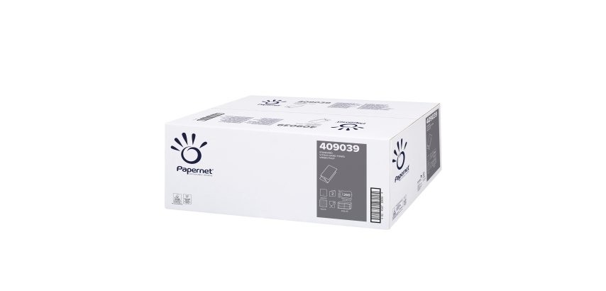 Asciugamani piegati a V - 22 x 21 cm - 18 gr - goffrata onda - bianco - Papernet - conf. 266 pezzi