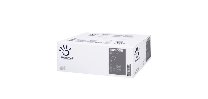 Asciugamani piegati a V - 22 x 21 cm - 18 gr - goffrata onda - bianco - Papernet - conf. 266 pezzi
