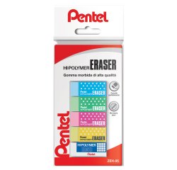 Mini gomma Hi Polymer - colori assortiti - Pentel - blister 5 pezzi