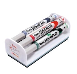Marcatori Maxiflo + cancellino - punta conica 4 mm - colori assortiti - Pentel - set 4 + 1 pezzi