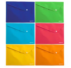 Busta con bottone - 33 x 24,5 cm - PP - colori assortiti - Colorosa - conf. 6 pezzi