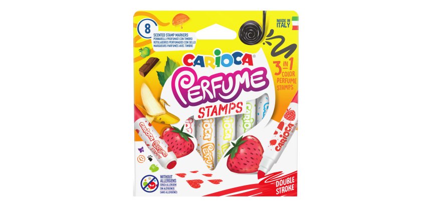 Pennarelli Perfume Stamps - punta doppia 7,0 mm - colori assortiti - Carioca - astuccio 8 pezzi