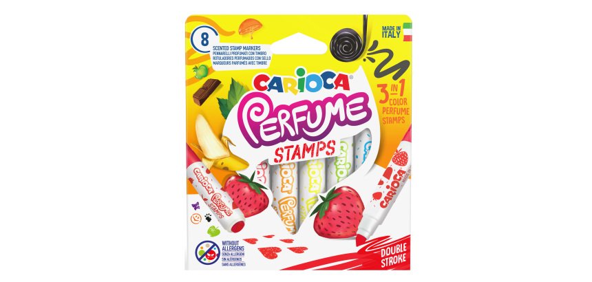 Pennarelli Perfume Stamps - punta doppia 7,0 mm - colori assortiti - Carioca - astuccio 8 pezzi