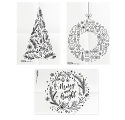 Stencil - foglio A2 - 'NATALE' - Securit - set 3 pezzi
