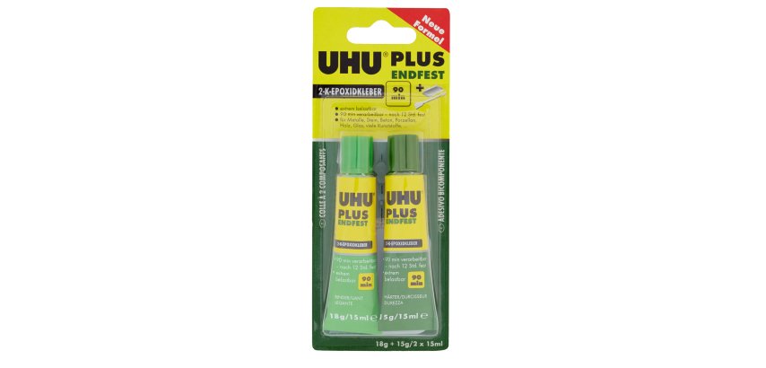 Colla bicomponente Plus 90 min - 30 ml (2x15ml) - trasparente - UHU