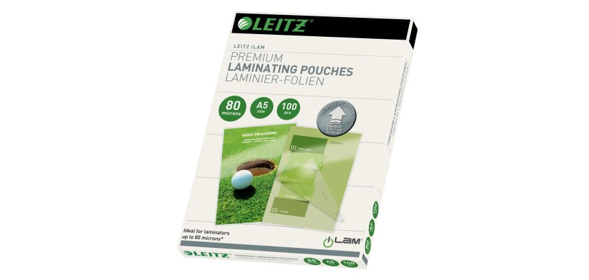 Pouches iLAM UDT - plastificazione a caldo - A5 - 154 x 216 mm - 2 x 80 micron - Leitz - scatola 100 pezzi