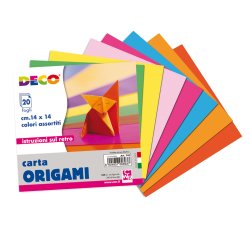 Carta per origami - 14x14cm - colori assortiti  - DECO - Conf. da 20 fogli