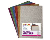Gomma crepp glitter adesiva - 20 x 30 cm - colori assortiti - DECO - busta 10 fogli