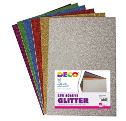 Gomma crepp glitter adesiva - 20 x 30 cm - colori assortiti - DECO - busta 10 fogli