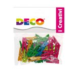 Mollettine mini - in legno - colori neon - 25 mm - Deco - conf. 45 pezzi
