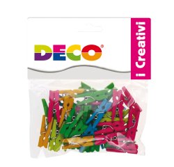 Mollettine mini - in legno - colori neon - 25 mm - Deco - conf. 45 pezzi