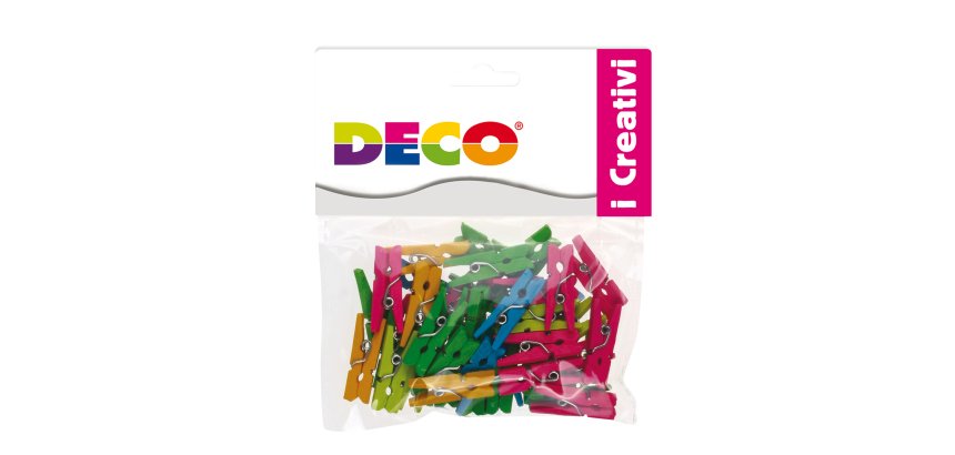 Mollettine mini - in legno - colori neon - 25 mm - Deco - conf. 45 pezzi