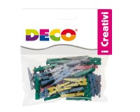 Mollettine mini - in legno - colori pastello - 25 mm  - Deco - conf. 45 pezzi