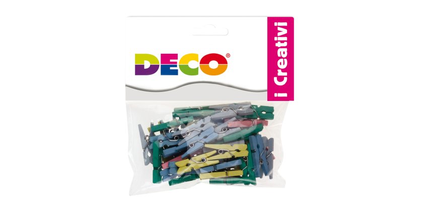 Mollettine mini - in legno - colori pastello - 25 mm  - Deco - conf. 45 pezzi