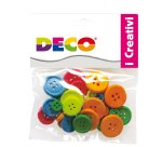 Bottoni - in legno - colori neon - Deco - conf. 30 pezzi