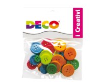 Bottoni - in legno - colori neon - Deco - conf. 30 pezzi