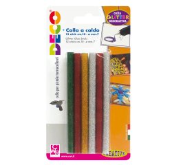 Colle stick per pistole mini -  glitter assortiti - ø 7mm - lunghezza 10 cm - Deco - conf. 12 pezzi