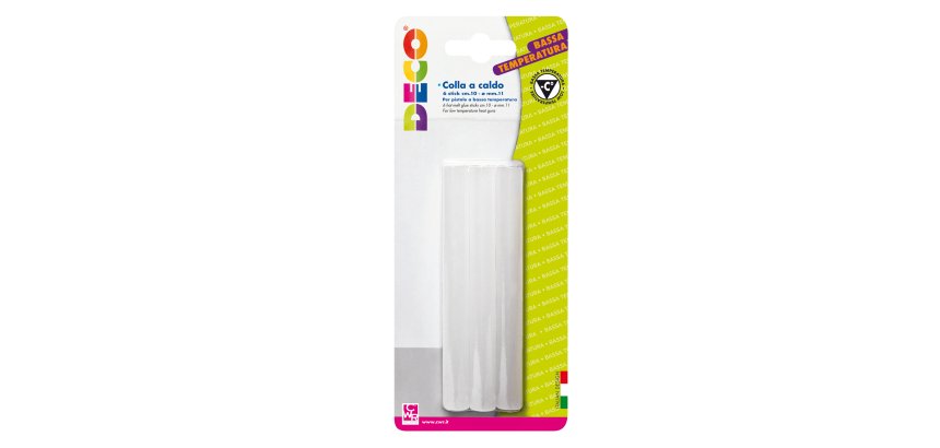 Stick per pistola colla a caldo- 11mmx10cm -  trasparente - bassa temperatura - Deco - conf. 6 pezzi