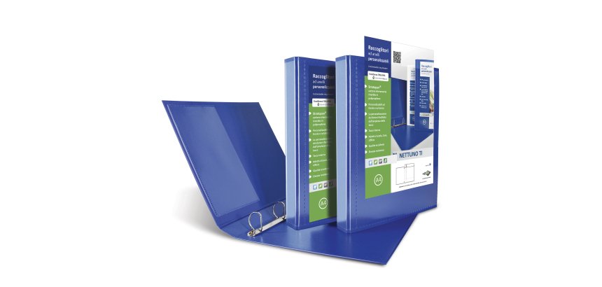 Raccoglitore personalizzabile Nettuno Ti - 22 x 30 cm - 4 anelli a D 30 mm - dorso 3,5 cm - blu - Sei Rota