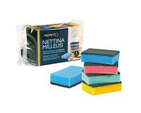 Spugna nettina Milleusi - 11x6,5x3 cm - doppio strato - colori assortiti - Perfetto - conf. 5 pezzi
