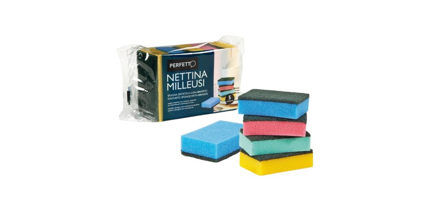 Perfetto 0246C sponge Rectangular Polyester, Polyurethane Assorted colours 5 pc(s)