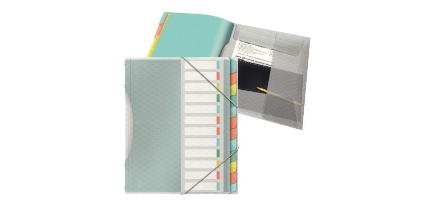 Classificatore colour'lce - 12 divisori - dorso 2 cm - 26,6x32 cm - multicolore - Esselte
