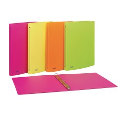 Raccoglitore neon - 4 anelli tondi 15 mm- 22 x 30 cm - PP - colori assortiti - Favorit