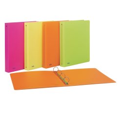 Raccoglitore neon - 22 x 30 cm - 4 anelli tondi 30 mm- PP - colori assortiti - Favorit