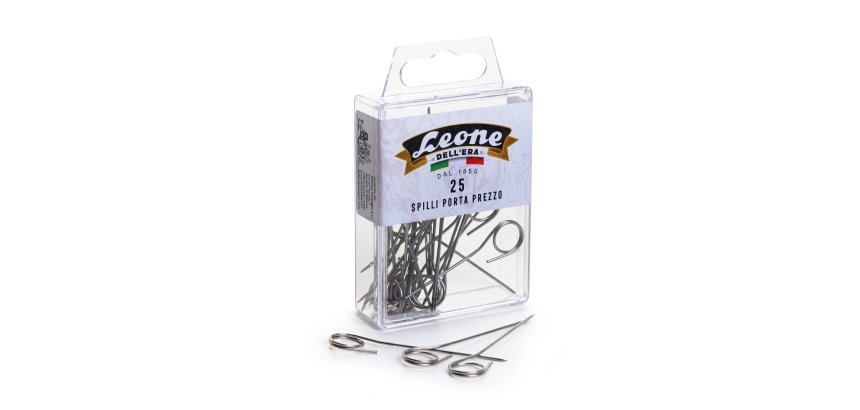 Spilli portaprezzi - inox - Leone - conf. 25 pezzi