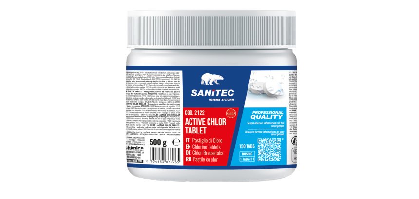 Pastiglie cloro Active Chlor - 500 gr - Sanitec - conf. 150 pezzi