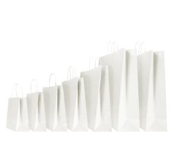 Shopper - maniglie cordino - 22 x 10 x 29 cm - carta kraft - bianco - Mainetti Bags - conf. 25 pezzi