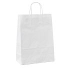 Shopper - maniglie cordino - 45 x 15 x 50 cm - carta kraft - bianco - Mainetti Bags - conf. 25 pezzi