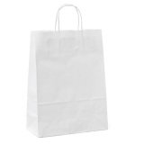 Shopper - maniglie cordino - 45 x 15 x 50 cm - carta kraft - bianco - Mainetti Bags - conf. 25 pezzi