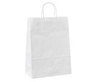 Shopper - maniglie cordino - 45 x 15 x 50 cm - carta kraft - bianco - Mainetti Bags - conf. 25 pezzi