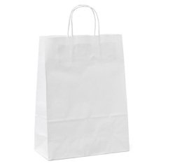 Shopper - maniglie cordino - 45 x 15 x 50 cm - carta kraft - bianco - Mainetti Bags - conf. 25 pezzi