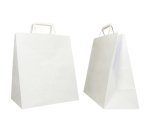 Shopper Flat Large - maniglie piattina - 28 x 17 x 32 cm - carta kraft - bianco - Mainetti Bags - conf. 250 pezzi