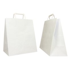 Shopper Flat Large - 28 x 17 x 32 cm - carta kraft - bianco - Mainetti Bags - conf. 250 pezzi