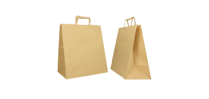 Shopper Flat Large - maniglie piattina - 28 x 17 x 32 cm - carta kraft - avana - Mainetti Bags - conf. 250 pezzi