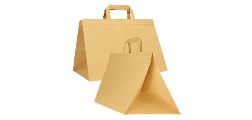 Shopper Flat XLarge - 32 x 22 x 24 cm - carta kraft - avana - Mainetti Bags - conf. 200 pezzi